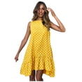 thumbnail image 1 of Odeerbi Summer 2024 Casual Dresses for Women Fashion Round Neck Sleeveless Loose Large Swing Ruffle Dress Yellow, 1 of 7