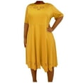 thumbnail image 1 of Odeerbi Summer 2025 Casual Dresses for Women Fashion Solid Burnt Flower Hollow Short Sleeve Round Neck Maxi Loose Dress Yellow, 1 of 7
