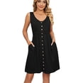 thumbnail image 1 of Odeerbi Summer 2025 Casual Dresses for Women Sleeveless V-Neck Solid Color Pocket Makings Dress Black, 1 of 8