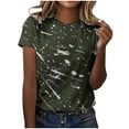 thumbnail image 1 of Odeerbi Summer 2025 Casual Elegant Tops for Women Printed Round Neck Short Sleeve T-Shirt Blouse Pullover Green, 1 of 4