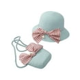 thumbnail image 1 of Odeerbi Summer Beach Hats for Boys Girls Woven Hat Bucket Hat Children's Bow Tie Pearl Decorated Hat Rope Hat Sun Hat with Bag Set Green, 1 of 4