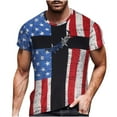 thumbnail image 1 of Odeerbi Summer Graphic T-Shirts for Men Fashion Independence Day Cross printing Tops 2025 Casual Loose Short Sleeve T-Shirt Red, 1 of 8