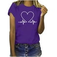 thumbnail image 1 of Odeerbi Summer Graphic T-Shirts for Women 2025 Casual Elegant Tops Work Tops Girls Short Sleeve Blouse Print Shirt Purple, 1 of 6