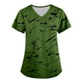 thumbnail image 1 of Odeerbi Summer Scrub Tops for Women 2025 Fashion Short Sleeve V-Neck Working Uniform Printing Blouse with Pocket Green, 1 of 3