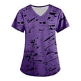 thumbnail image 1 of Odeerbi Summer Scrub Tops for Women 2025 Fashion Short Sleeve V-Neck Working Uniform Printing Blouse with Pocket Purple, 1 of 3