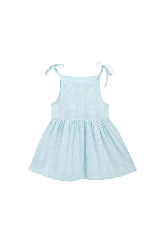 Summer Tank Dress For Girls Toddler Kids Baby Seaside Beach Dress Sling Skirt Floral Skirt Light Blue