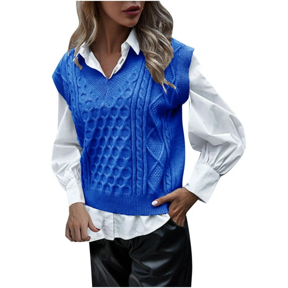 Odeerbi Sweater Vest Women Knit Sweater Trendy 2025 Casual V-Neck Hollow Diamond Vest Hot Pink