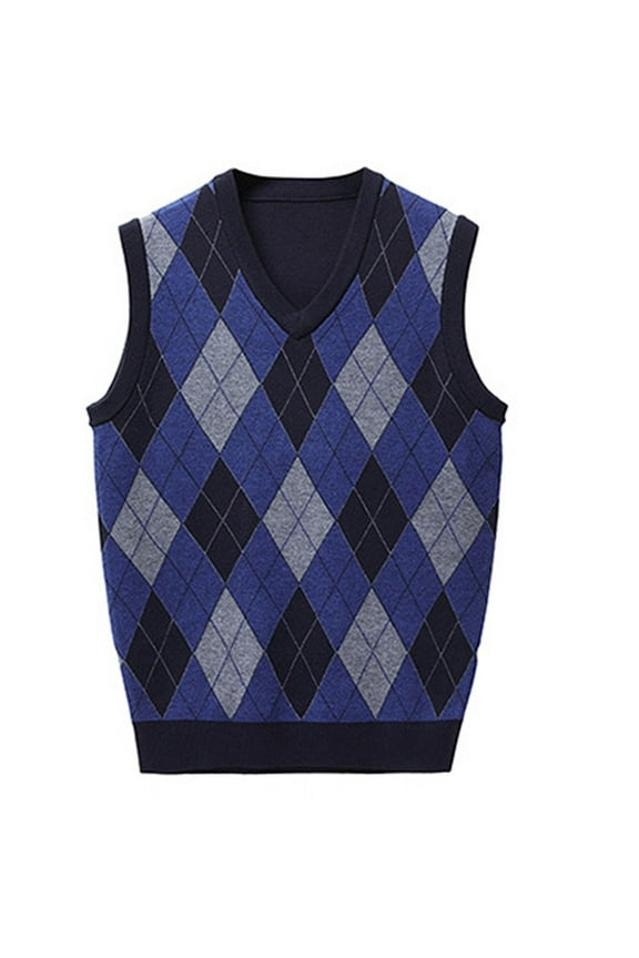 Sweater Vest for Men 2025 Casual Cotton Knit Vest Uniform Pullover V-Neck Tops Blouse Red