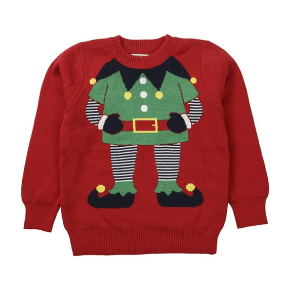 Odeerbi Sweater for Kids Infant Baby Girls Boys Christmas Santa Claus Knit Pullover Sweater Tops Red