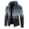 thumbnail image 1 of Odeerbi Sweaters For MenFleece Thick Stripe Color Matching Hooded Sweater Coat Gradient Casual Men's Blue, 1 of 9