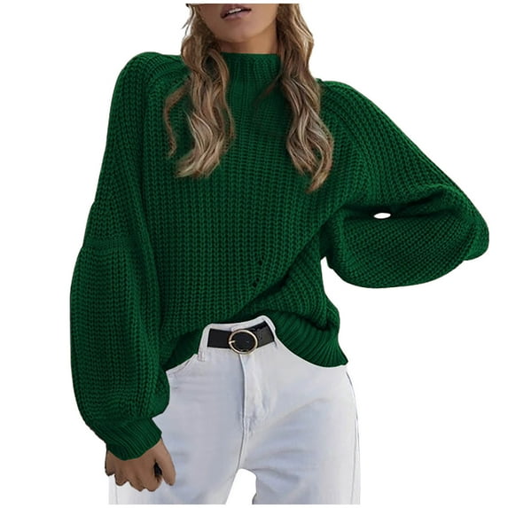 Odeerbi Sweaters For Women Fall Winter Sweaters Turtleneck Sweater Trendy Solid Long Sleeve Pullove 2025 Casual Tops Green