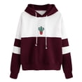 thumbnail image 1 of Odeerbi Sweaters For Women Trendy 2025 Casual Hooded Slim-fit Cactus Print Sweater Coat Wine, 1 of 3