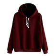 thumbnail image 1 of Odeerbi Sweaters For Women Trendy 2025 Casual Hooded Slim-fit Solid Color Sweater Coat Wine, 1 of 2