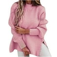 thumbnail image 1 of Odeerbi Sweaters For Women Trendy Solid Color Long Sleeve Pullove O-Neck 2025 Casual Sweater Tops Purple, 1 of 5