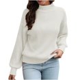 thumbnail image 1 of Odeerbi Sweaters for Women Fall Sweaters 2025 Half Turtleneck Sweater Loose Autumn Winter Long Sleeve Knit Sweater White, 1 of 6