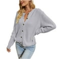 thumbnail image 1 of Odeerbi Sweaters for Women Fall Sweaters Trendy Button Reversible 2024 Long Sleeves Knit Cardigan Loose Tops Blouse Sweater Gray, 1 of 6
