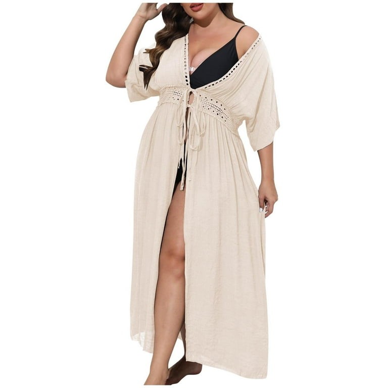 Odeerbi Swimsuit Coverup for Women Crochet Beach Cover Up Dress Hollow Out Bikini Cover Ups Bathing Suit Cover Up Sun Protection Tassels Loose Cover