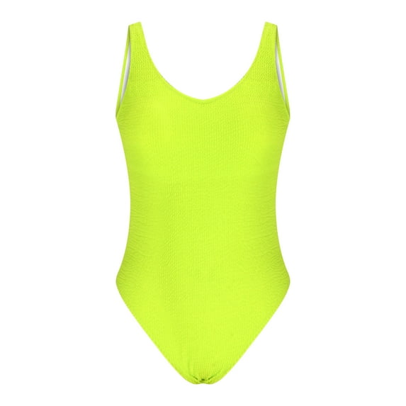 Odeerbi Swimsuit Women One Piece Swimsuits Wrinkled Cloth Wave Fluorescent Color 2025 Fashion Yellow