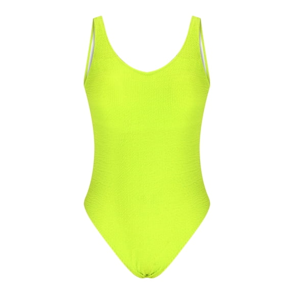 Odeerbi Swimsuit Women One Piece Swimsuits Wrinkled Cloth Wave Fluorescent Color 2025 Fashion Yellow