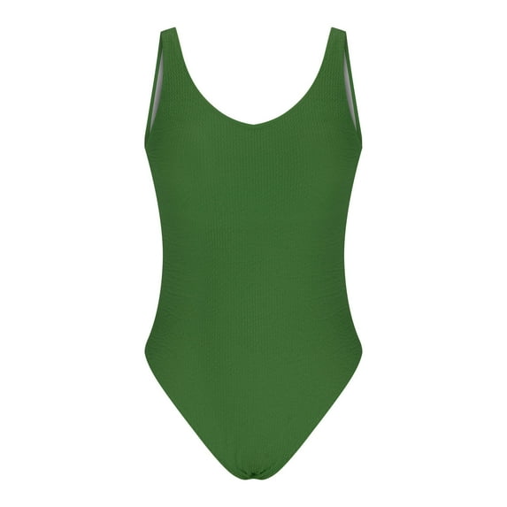 Odeerbi Swimsuit Women One Piece Swimsuits Wrinkled Cloth Wave Fluorescent Color 2025 Fashion 0live Drab