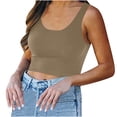 thumbnail image 1 of Odeerbi Tank Top for Women 2025 Cropped Tank Tops Sleeveless Cami Tops Solid Basic Tank Gift Yoga Sport Khaki, 1 of 5