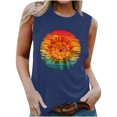 thumbnail image 1 of Odeerbi Tank Top for Women Sleeveless Cami Tops Casual Print Round Neck Loose T-Shirt Top Claret, 1 of 5