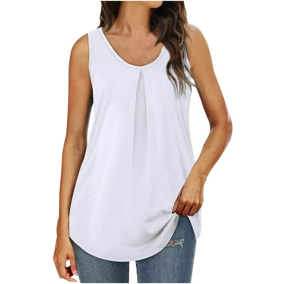 Odeerbi Tank Top for Women Sleeveless Cami Tops Fashion Solid Vest T-shirt Blouse Round Neck 2025 Casual Black