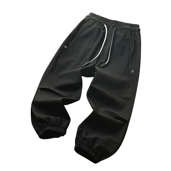 Odeerbi Teen Boys Cargo Pants Solid Color Spring Fall Pants Medium Large Children Casual Workwear Pants Long Pants Black