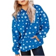 thumbnail image 1 of Odeerbi Teen Boys Girls Christmas Hoodies Snowflake Print Hooded Sweatshirts Children's Long Sleeve Pattern T-shirt Printed Round Neck Shirt Hooded Sweatshirt Blue, 1 of 5