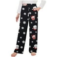 thumbnail image 1 of Odeerbi Teen Boys Girls Christmas Pajama Pants Christmas Tree Snowflake Deer Print Sleepwear Bottoms Elastic Waist Sports Pants Loungewear Pants Outside Lantern Pants Black, 1 of 3