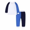 thumbnail image 1 of Odeerbi Teen Boys Girls Cotton Pajamas Set Kids Raglan Sleeve jammies Fall Winter Round Neck 2025 Long Sleeve Top Long Pants Home Nightshirt Set Blue 12-13 Years, 1 of 9