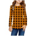 thumbnail image 1 of Odeerbi Teen Boys Girls Fall Winter Basic Layering T-Shirt Plaid Basic Tees Long Sleeve Lattice Print Shirts Cute Crewneck Tops Dressy Blouses Base Layer Teen Clothes Yellow, 1 of 6