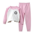 thumbnail image 1 of Odeerbi Teen Boys Girls Fleece Long Johns Fall Winter Thermal Underwear Set Cute Raglan Pajamas Children's Two Piece Pajama Sets Casual Sweatshirt Teen Clothes Pink, 1 of 3