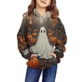 thumbnail image 1 of Odeerbi Teen Boys Girls Halloween Hoodies Ghost Print Hooded Sweatshirts Crewneck Oversized Hooded Sweatshirt 4-14 Years Kids Fashion Long Sleeve Pullover Tops Gray, 1 of 6