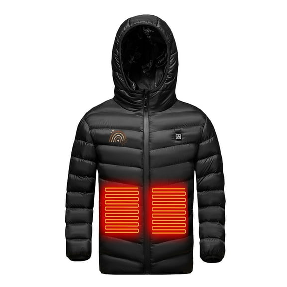 Odeerbi Teen Boys Girls Heated Jacket Kids Puffer Coat Children USB Intelligent Constant Temperature 3 Areas Heated Coat Plus Size Winter Windproof Heated Jacket 12-13 Years without Power Bank