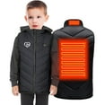 thumbnail image 1 of Odeerbi Teen Boys Girls Heated Vest Kids Puffer Vest Children USB Intelligent Constant Temperature 2 Areas Heated Jacket Solid Color Plus Size Winter Coat Black 12-13 Years, 1 of 6