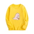 thumbnail image 1 of Odeerbi Teen Boys Girls Long Sleeve Cotton Shirt Fall Winter Dinosaur Base Layer Undershirt Fashion Casual Round Neck Printing Tops Yellow, 1 of 3