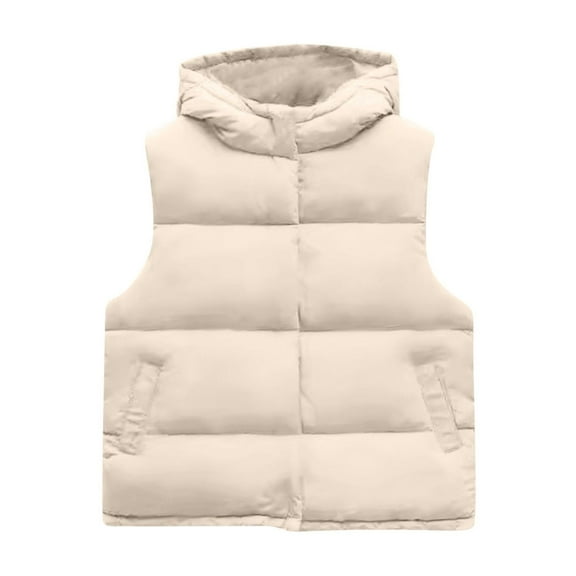 Odeerbi Teen Boys Girls Puffer Vest Fall Winter Thermal Gilet Down Vest Children's Thick Warm Sleeveless Jacket Coat Teen Clothes White