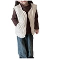 thumbnail image 1 of Odeerbi Teen Boys Girls Quilted Puffer Vest Fall Winter Thermal Gilet Down Vest Kids Cotton Inner Wear Thick Plush Sleeveless Jacket Coat Outerwear Teen Clothes White, 1 of 7