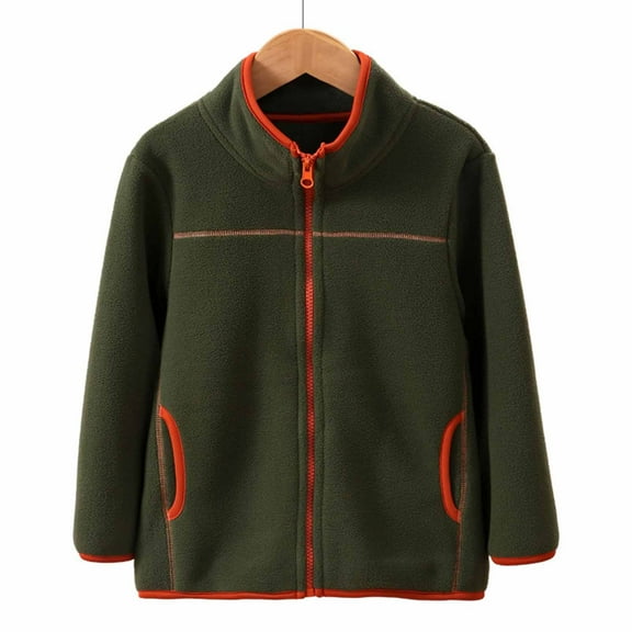 Odeerbi Teen Boys Girls Winter Coat Fleece Jacket Thermal Warm Outerwear Overcoat Fashionable Casual Long Sleeve Hooded Jacket Olive Green