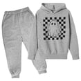 thumbnail image 1 of Odeerbi Teen Boys Girls Winter Outfits Halloween Ghost Sweatsuits Fashion Children Casual Tracksuit Long Sleeve Halloween Print Hoodies Sweatpants Set Gray, 1 of 3