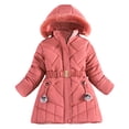 thumbnail image 1 of Odeerbi Teen Boys Girls Winter Padded Coat Fleece Lined Jacket Waterproof Fleece Lined Thick Down Coats Puffy Cotton Jackets With Hood Watermelon Red 12-13 Years, 1 of 7