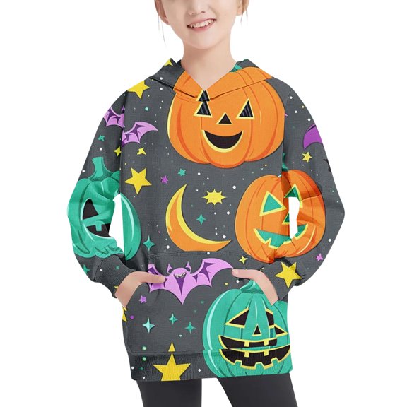 Odeerbi Teen Boys Halloween Hoodies Fall Winter Pullover Hooded Sweatshirts 4-14 Years Children's Halloween Printed Hoodie Long Sleeve Top Sweatshirt Teen Clothes Dark Gray