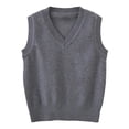 thumbnail image 1 of Odeerbi Teen Boys V Neck Knit Sweater Vest Sleeveless Pullover Waistcoat School Uniform Vest, 1 of 7