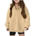 thumbnail image 1 of Odeerbi Teen Girls Hoodies Solid Color Pullover Hooded Sweatshirts Children's Pattern Printed Round Neck Long Sleeve Hooded Sweatshirt Beige, 1 of 4