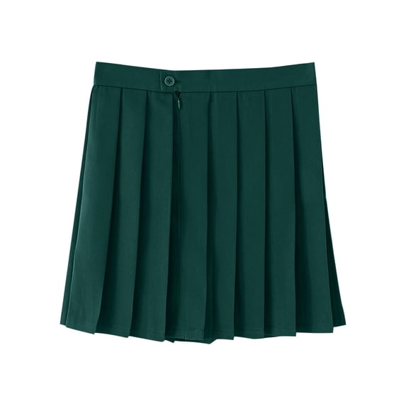Odeerbi Teen Girls Solid Color Pleated Skirt Zip High Waisted School Uniform Skirt