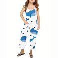 thumbnail image 1 of Odeerbi Teen Girls Summer Jumpsuit Cartoon Print Bib Overalls Casual Sleeveless Rompers Long Pants with Pockets 5-14 Years Light Blue, 1 of 5