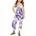 thumbnail image 1 of Odeerbi Teen Girls Summer Jumpsuit Floral Bib Overalls Casual Sleeveless Rompers Long Pants with Pockets 5-14 Years Dark Purple, 1 of 5
