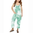 thumbnail image 1 of Odeerbi Teen Girls Summer Jumpsuit Tie-dye Bib Overalls Casual Sleeveless Rompers Long Pants with Pockets 5-14 Years Green, 1 of 6