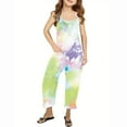 thumbnail image 1 of Odeerbi Teen Girls Summer Jumpsuit Tie-dye Bib Overalls Casual Sleeveless Rompers Long Pants with Pockets 5-14 Years Green, 1 of 1